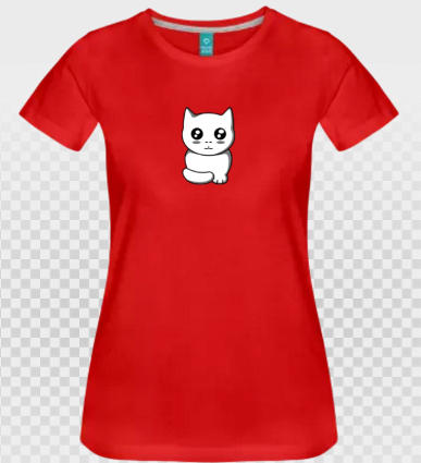t-shirt chat opaque et fond rouge à personnaliser.