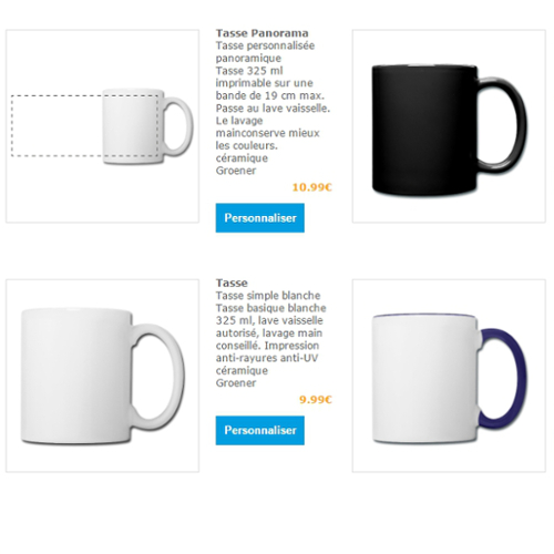 Mugs Spreadshirt à personnaliser et imprimer en ligne.