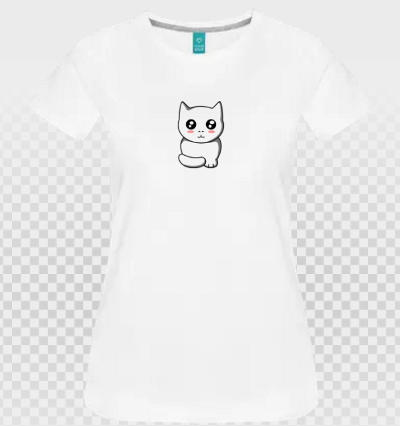 Chat personnalisé transparent sur t-shirt blanc féminin