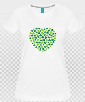 T-shirt coeur irlandais verts sur blanc