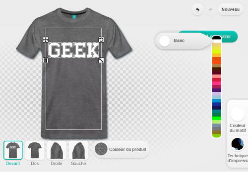 T-shirt geek, personnalisation et réglage des couleurs.