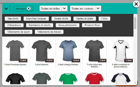 La gamme de t-shirts Sreadshirt à personnaliser.