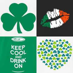 Trèfle et shamrocks, drapeau Irlandais et motif bière à imprimer sur t-shirt pour la Saint Patrick.