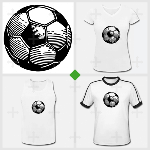Ballon de foot à imprimer en ligne, avec faces hexagonales blanches et faces pentagonales noires.