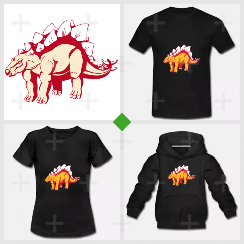 Choisissez les couleurs, ajoutez un texte, et créez un t-shirt stegosaurus original.
