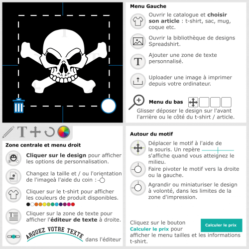 tutoriel personnalisation t-shirt tête de mort pirate.