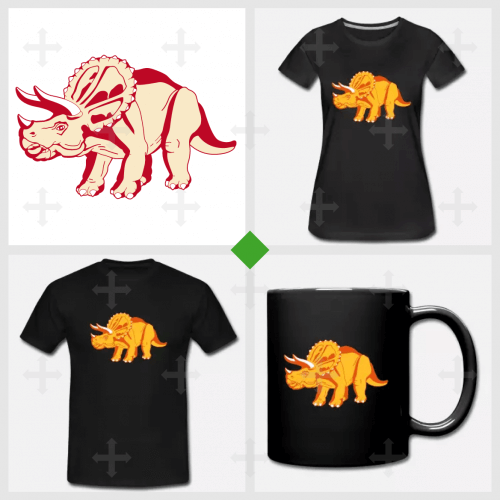  Dinosaure 3 couleurs, t-shirt tricératops à personnaliser soi-même et imprimer en ligne.